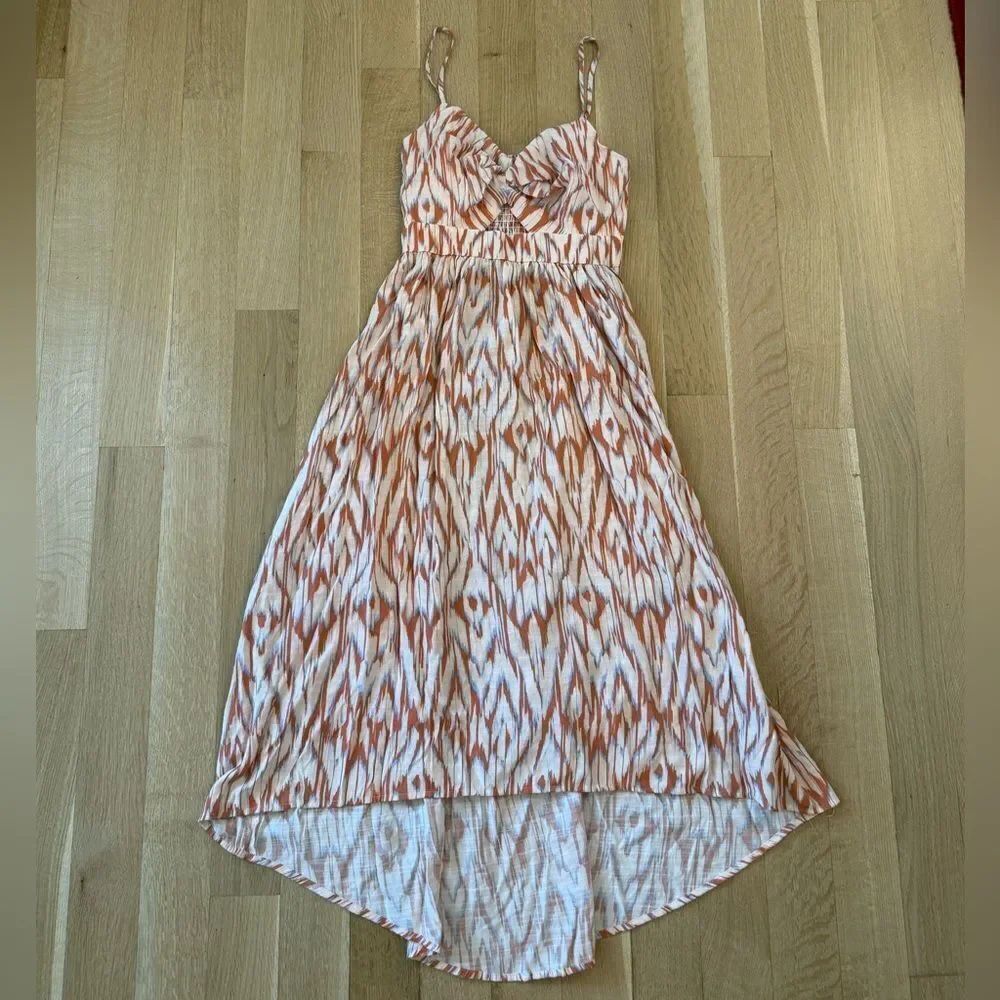 Nine West Orange and White Smocked Dress